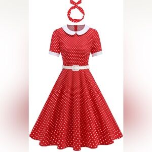 Retro 50’s Polka Dot Headband Cocktail Swing Dresses.